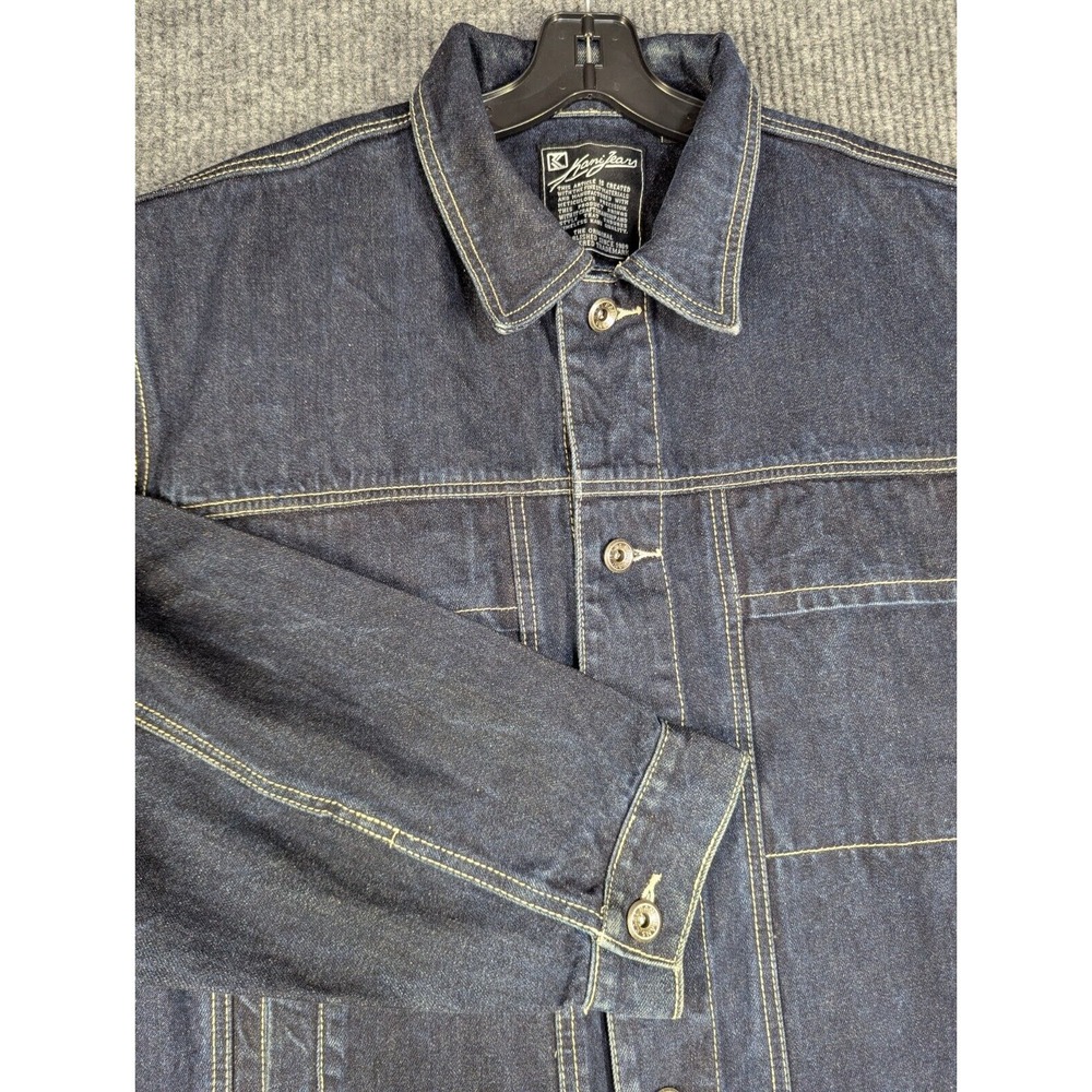 Vtg KARL KANI‎ Denim Jacket Mens XL Blue Denim Hip Hop 2PAC Rap 90s Y2K